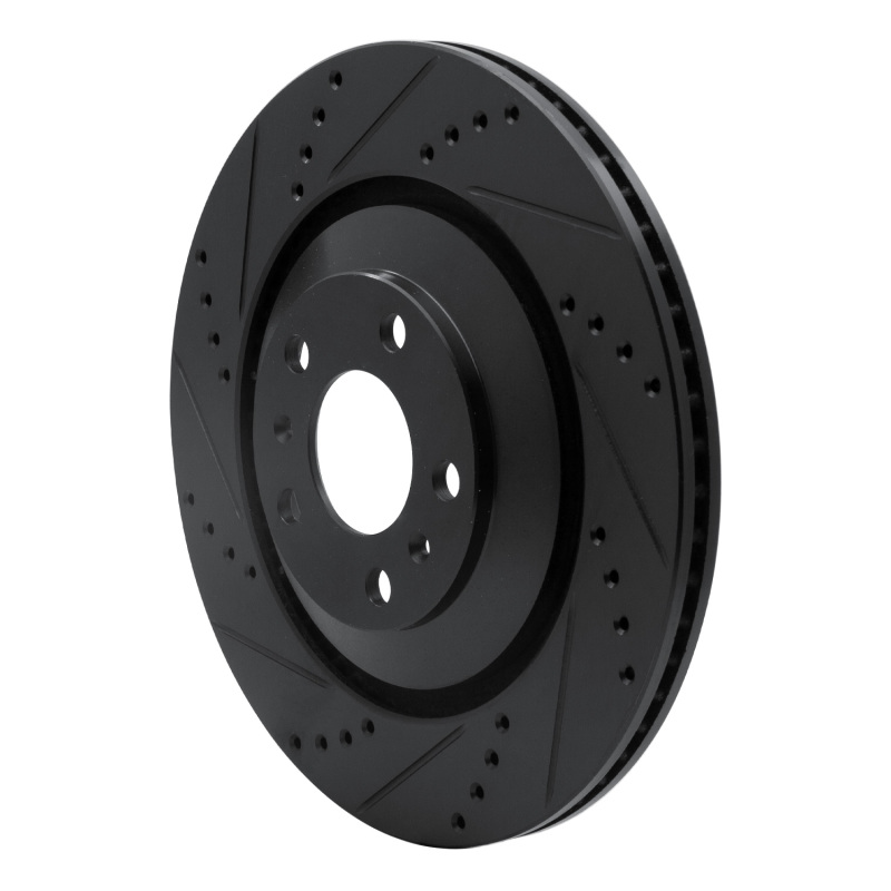 Audi S8 Brake Rotor (1) - Rear Left - R1 Concepts - Drilled & Slotted - Black - `04-`18